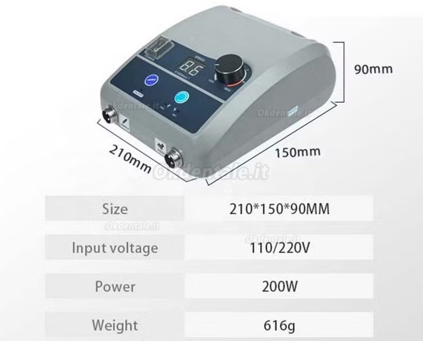 Micromotore laboratorio odontotecnico AI-TE® AT-CM-031 con manipolo brushless AT-A1 da 50000 giri/min